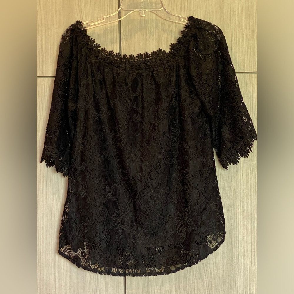 Miholl Brand Black Lace Blouse Size L